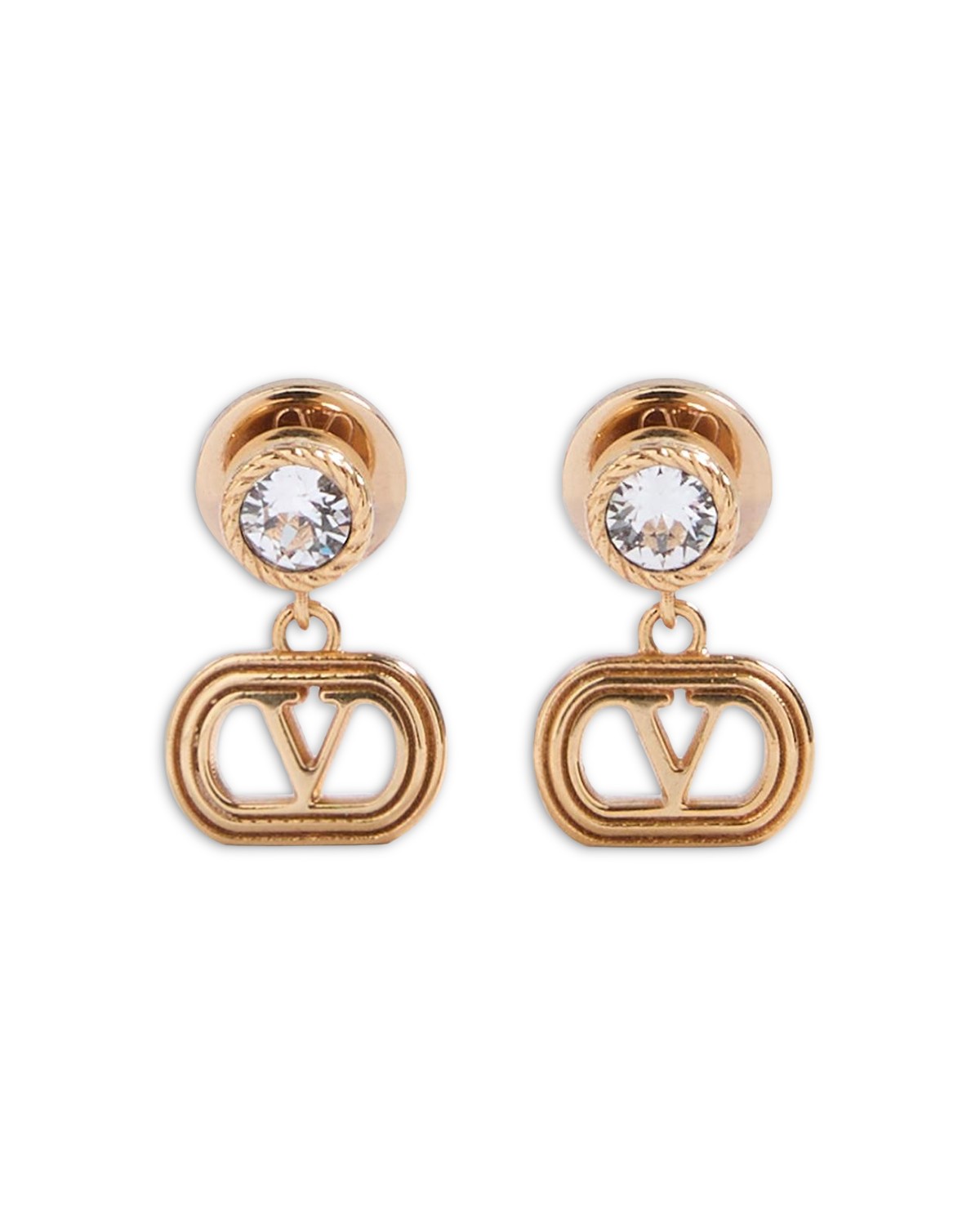 Swarovski Crystal Logo Drop Earrings, 0.6"L