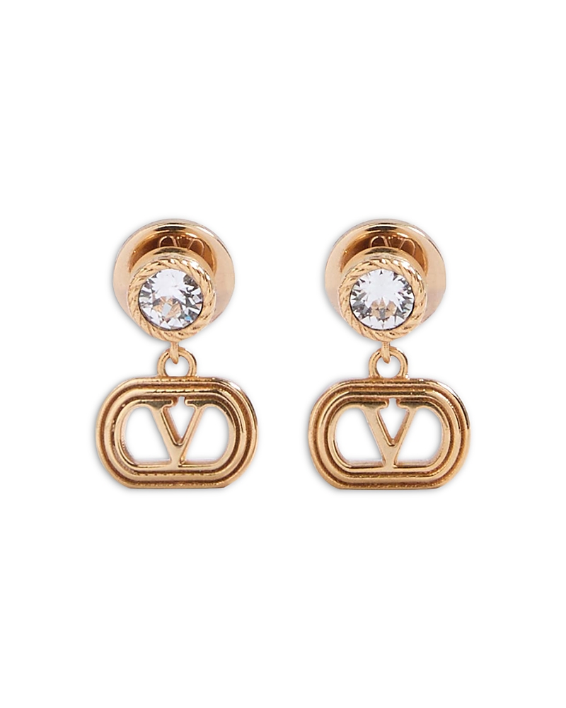 Valentino Garavani Swarovski Crystal Logo Drop Earrings, 0.6L · OS