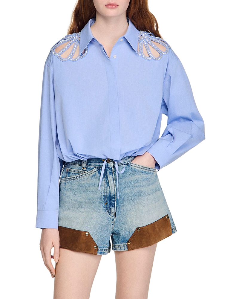 Sandro Embroidered Cotton Shirt