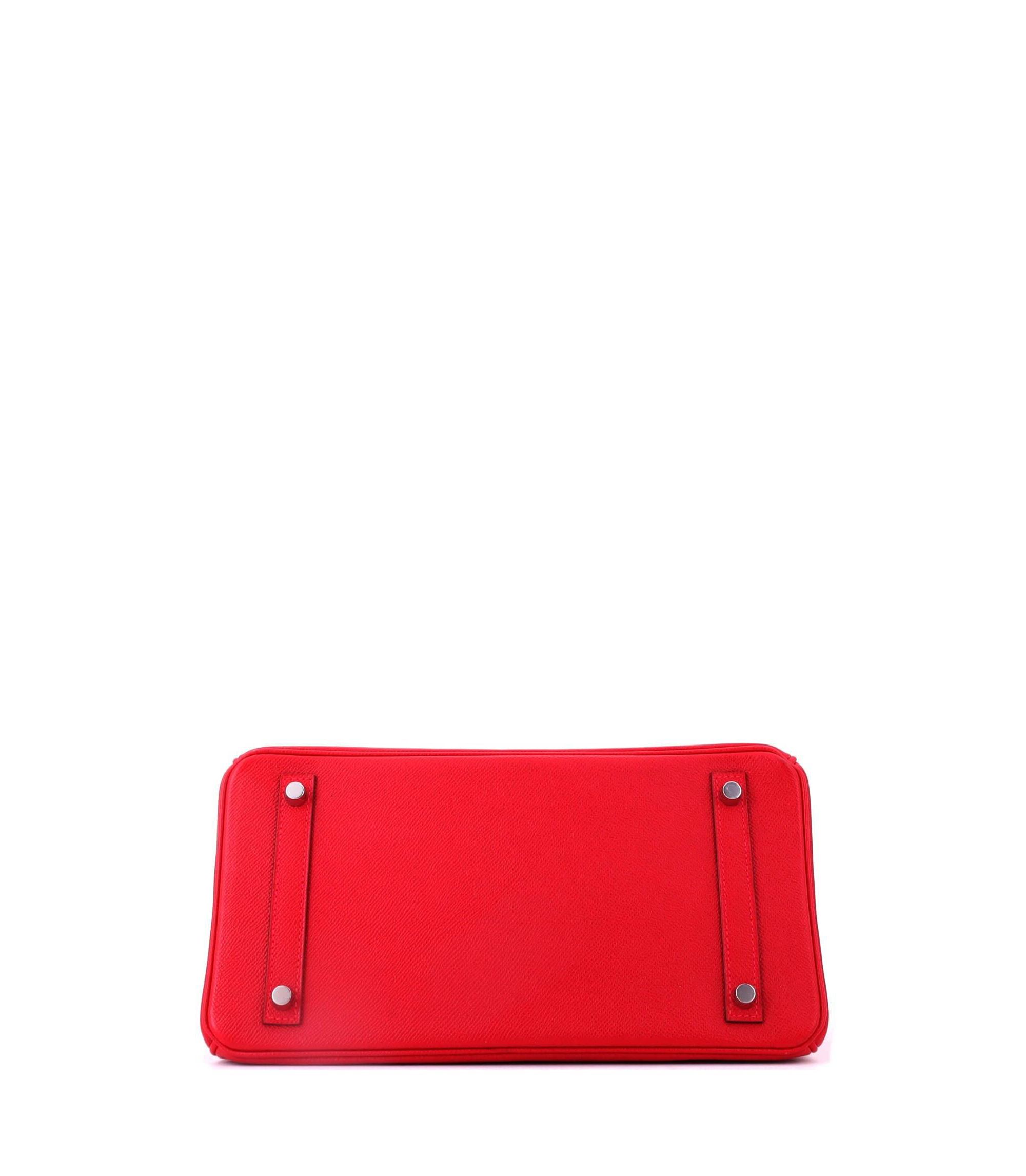Birkin 30 Handbag Red Epsom with Palladium Hardware — Image 4