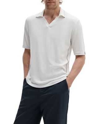 Conrad Johnny Collar Silk Blend Polo Shirt