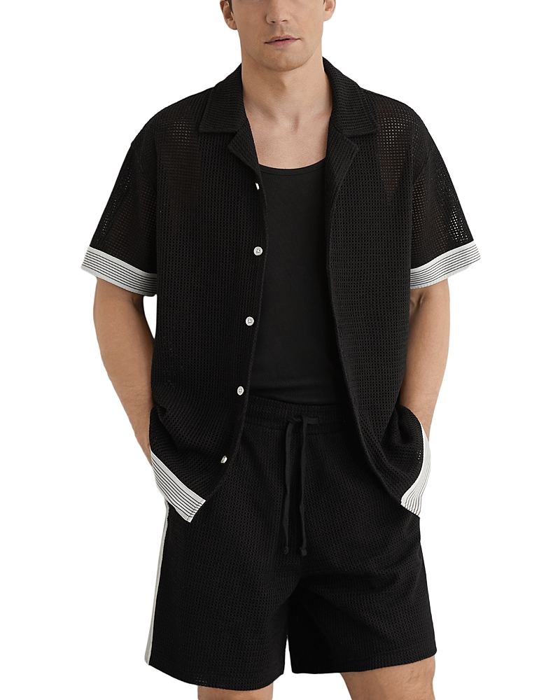 Reiss Aliso Short Sleeve Crochet Tape Cuban Shirt