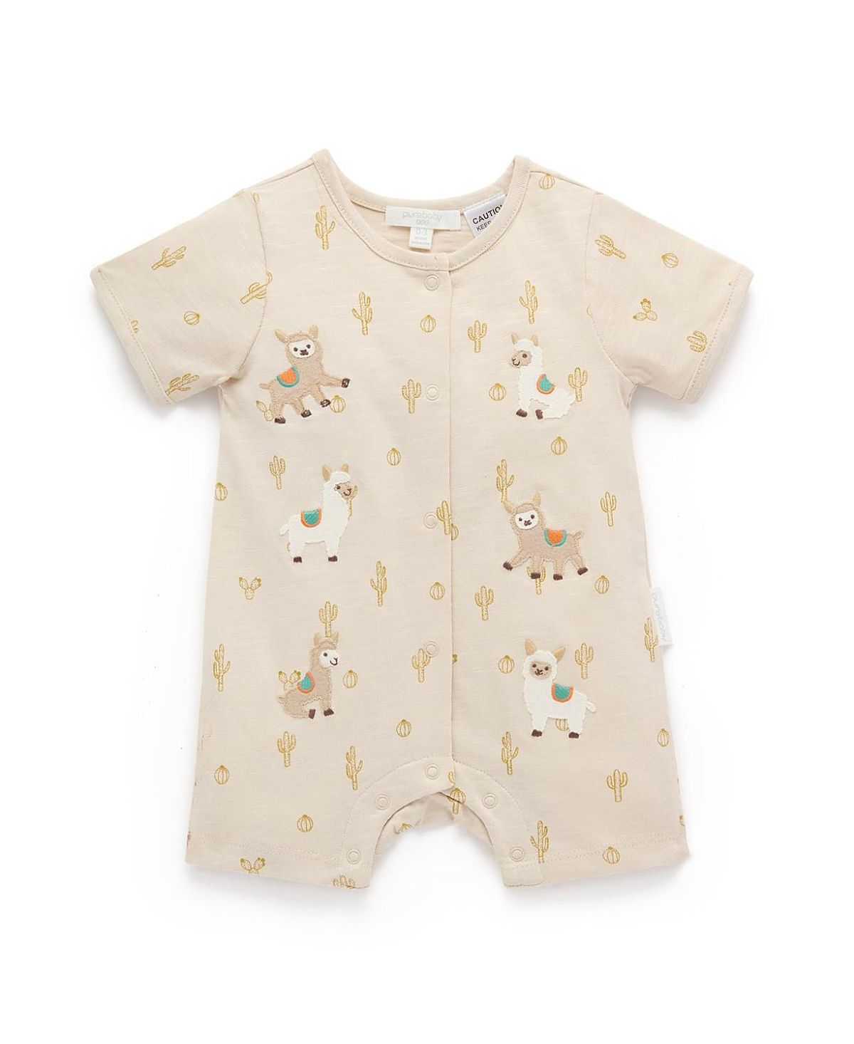 Purebaby Unisex Llama Fiesta Short Romper - Baby