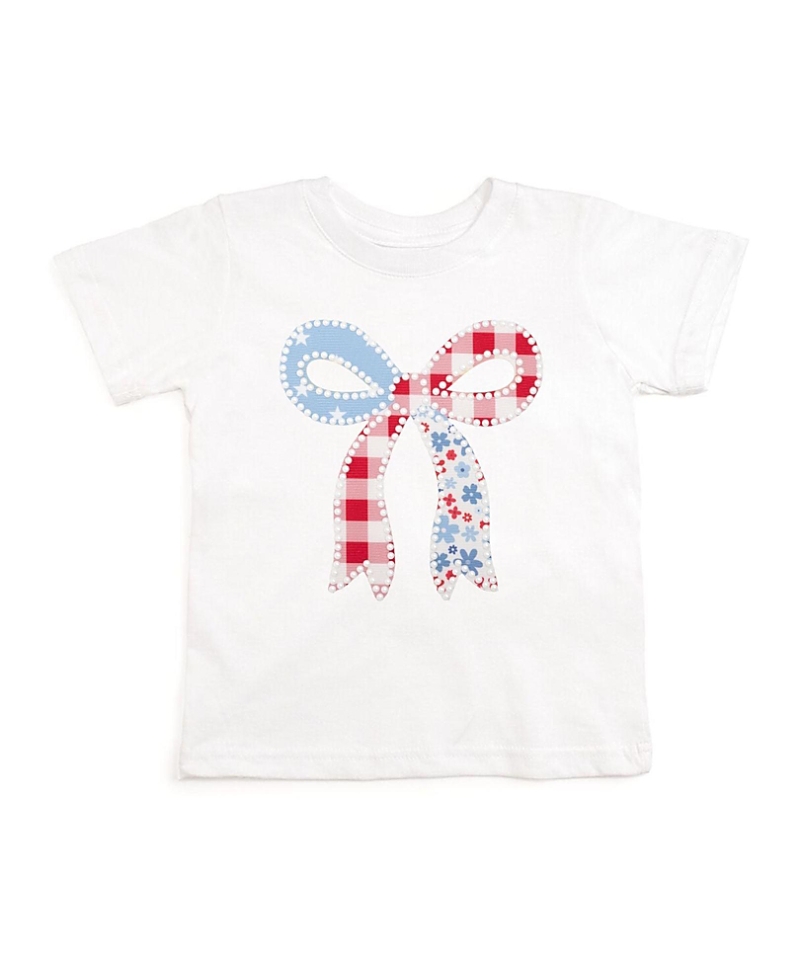 Sweet Wink Girls' Patchwork Bow Patch Short Sleeve T-Shirt - Baby, Little Kid