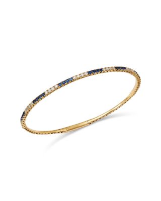 Sapphire & Diamond Bangle Bracelet in 14K Yellow Gold