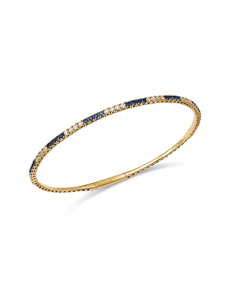 Bloomingdale's Fine Collection Sapphire & Diamond Bangle Bracelet in 14K Yellow Gold