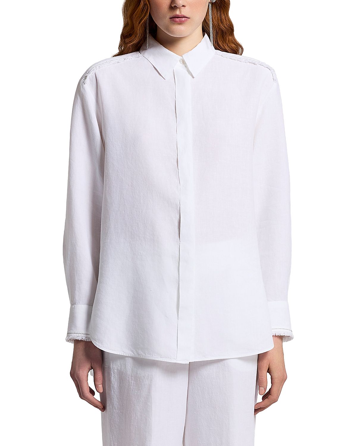 Peserico Linen Fringe Trim Shirt