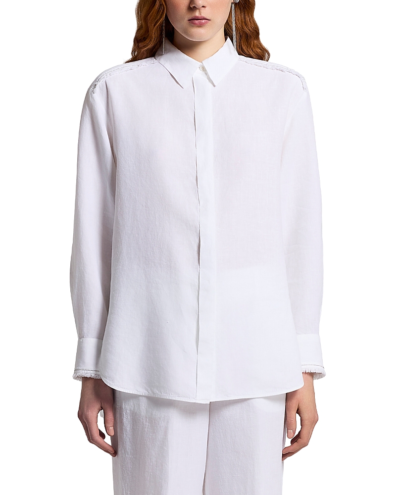 Peserico Linen Fringe Trim Shirt