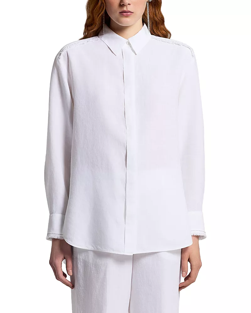 Peserico Linen Fringe Trim Shirt