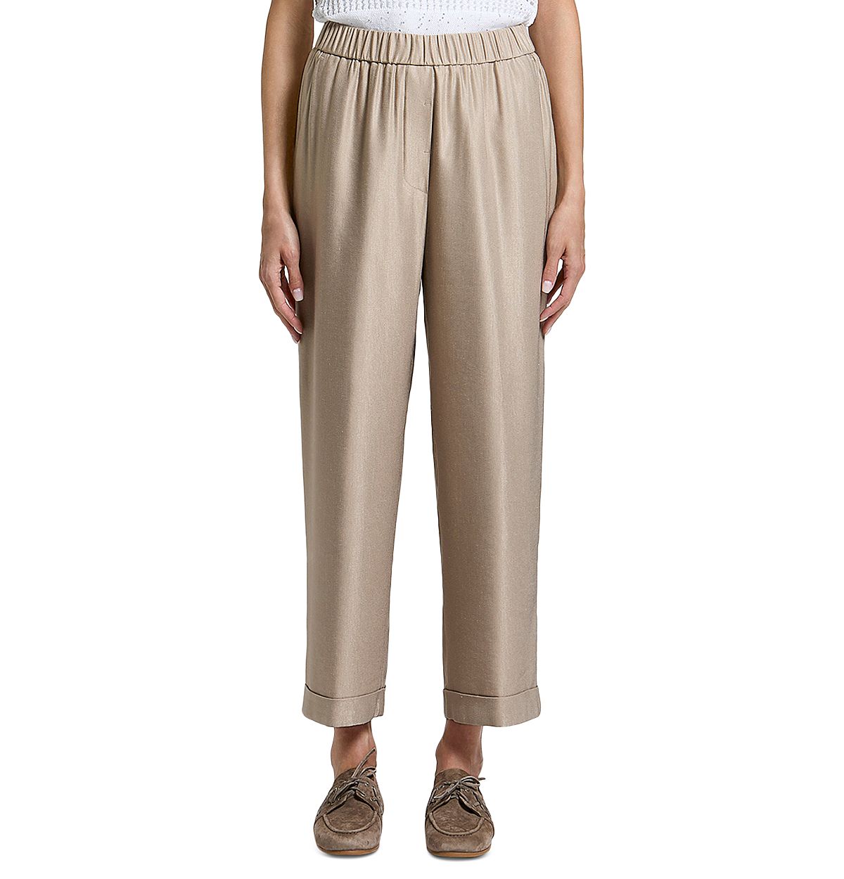Peserico Elastic Waist Cuffed Pants