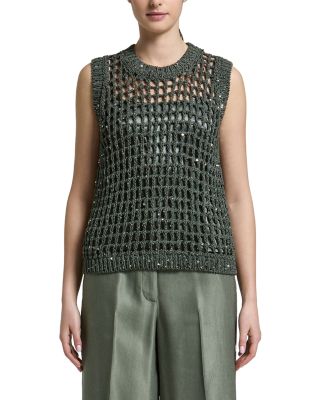 Sequinned Open Knit Sweater