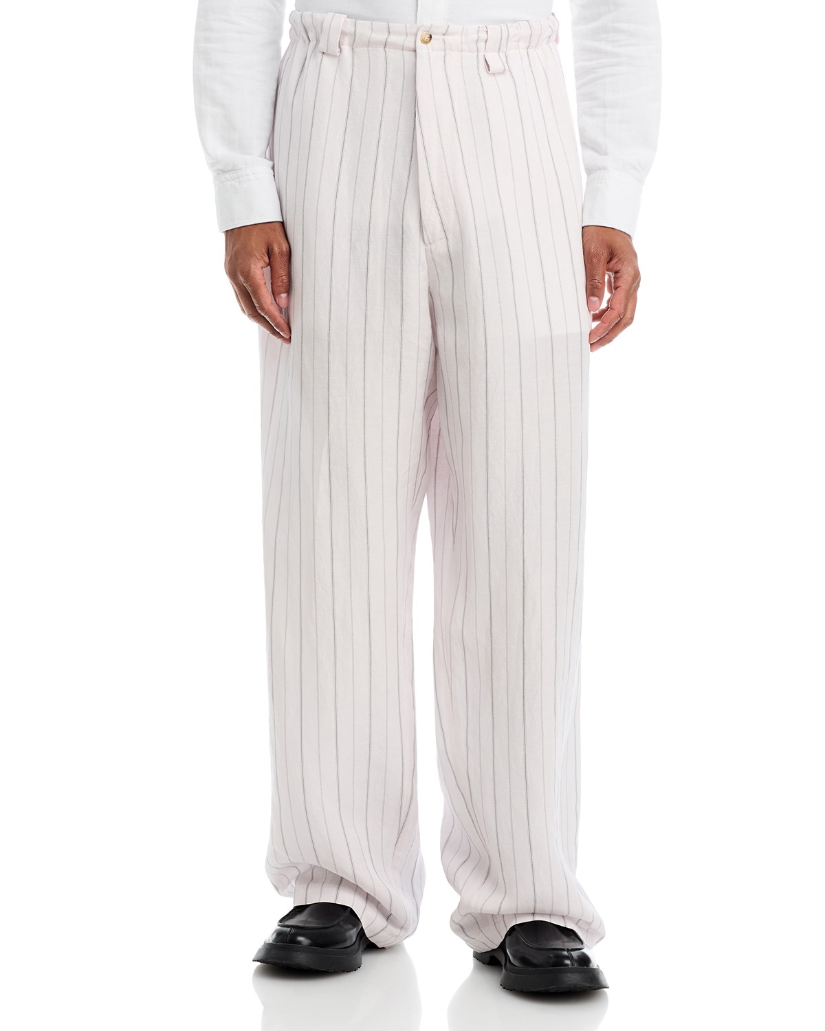 Willy Chavarria Toluca Pants in White/Black Stripe