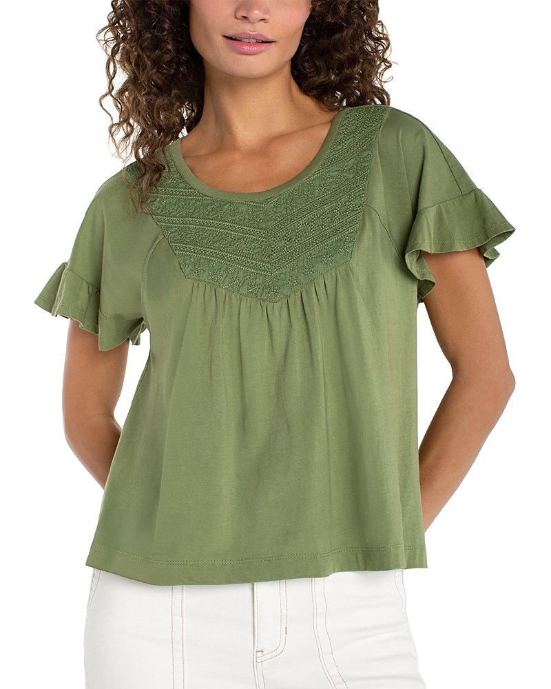 Liverpool Los Angeles Woven Flutter Sleeve Top