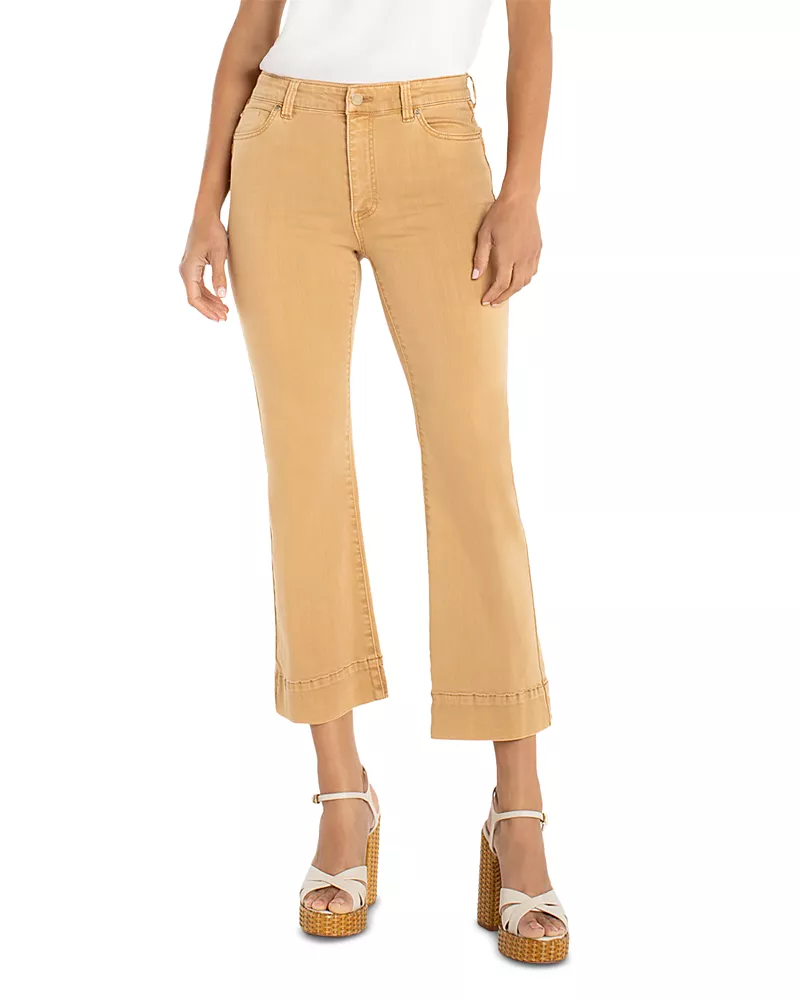 Liverpool Los Angeles Hannah High Rise Crop Flare Hugger Jeans in Straw
