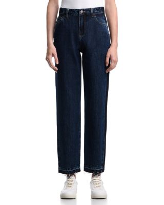 High Rise Straight Jeans in Dark Blue Denim