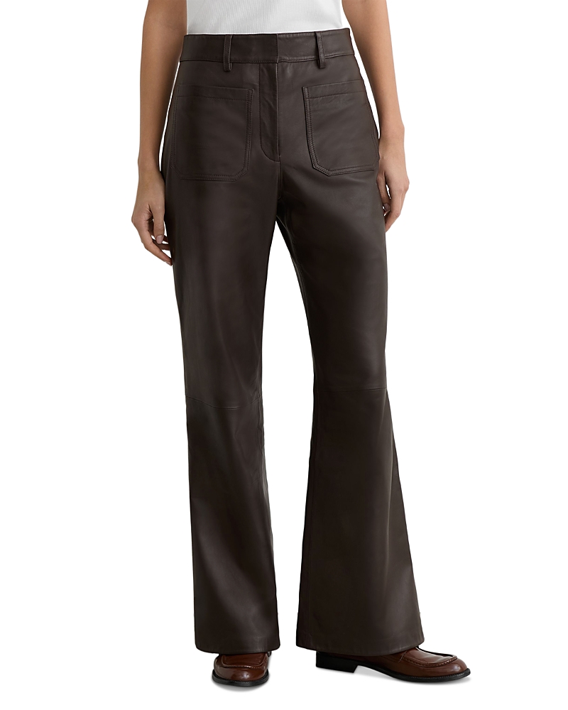 Reiss Priya Leather Flared Trousers