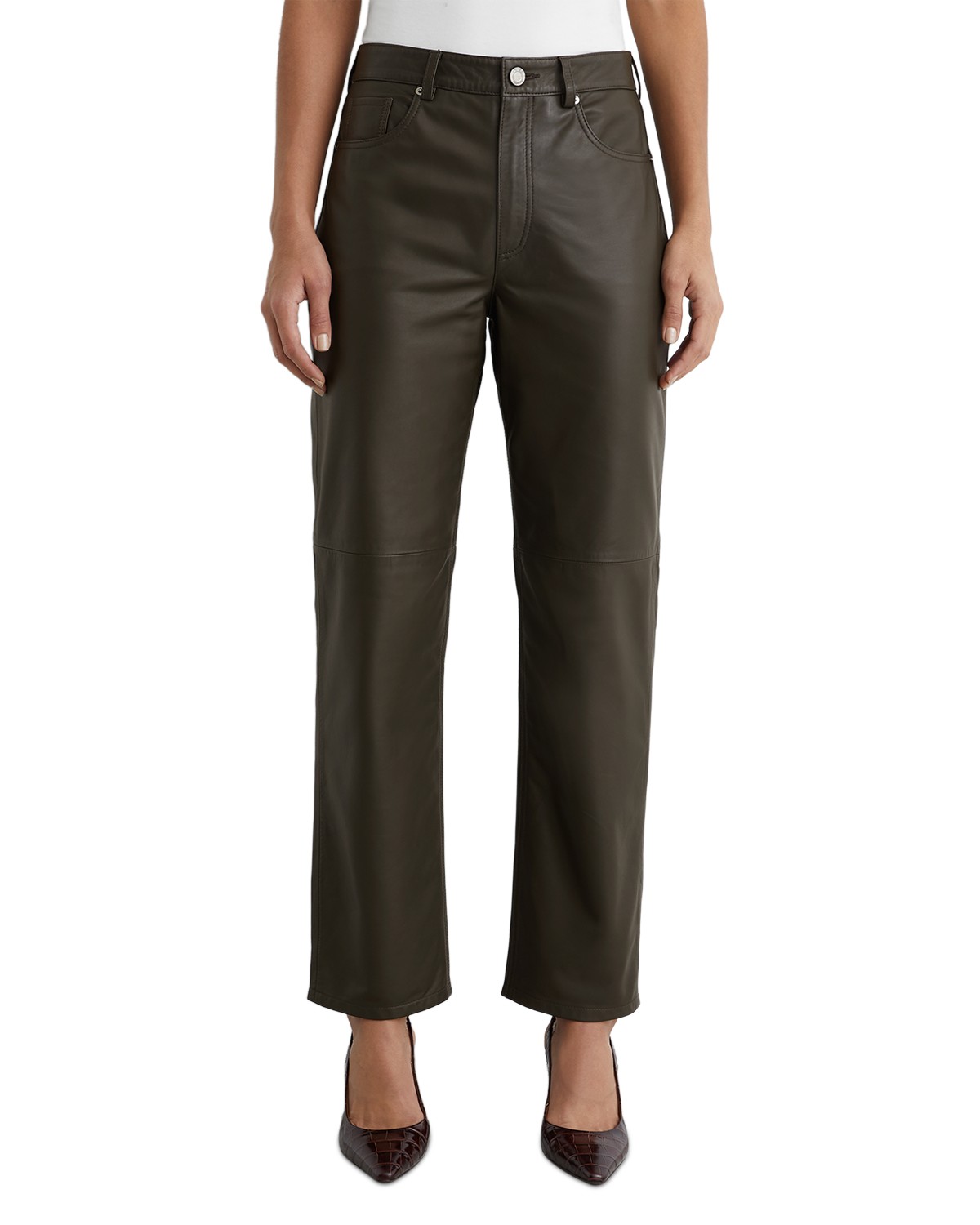 Slim Leg Leather Trousers
