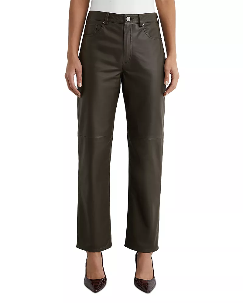 Reiss Slim Leg Leather Trousers