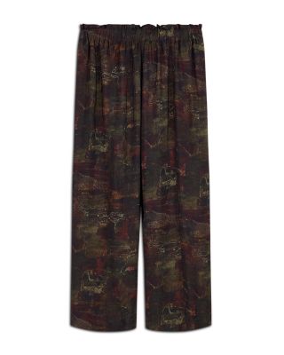 Cupro Printed Twill Motif Trousers