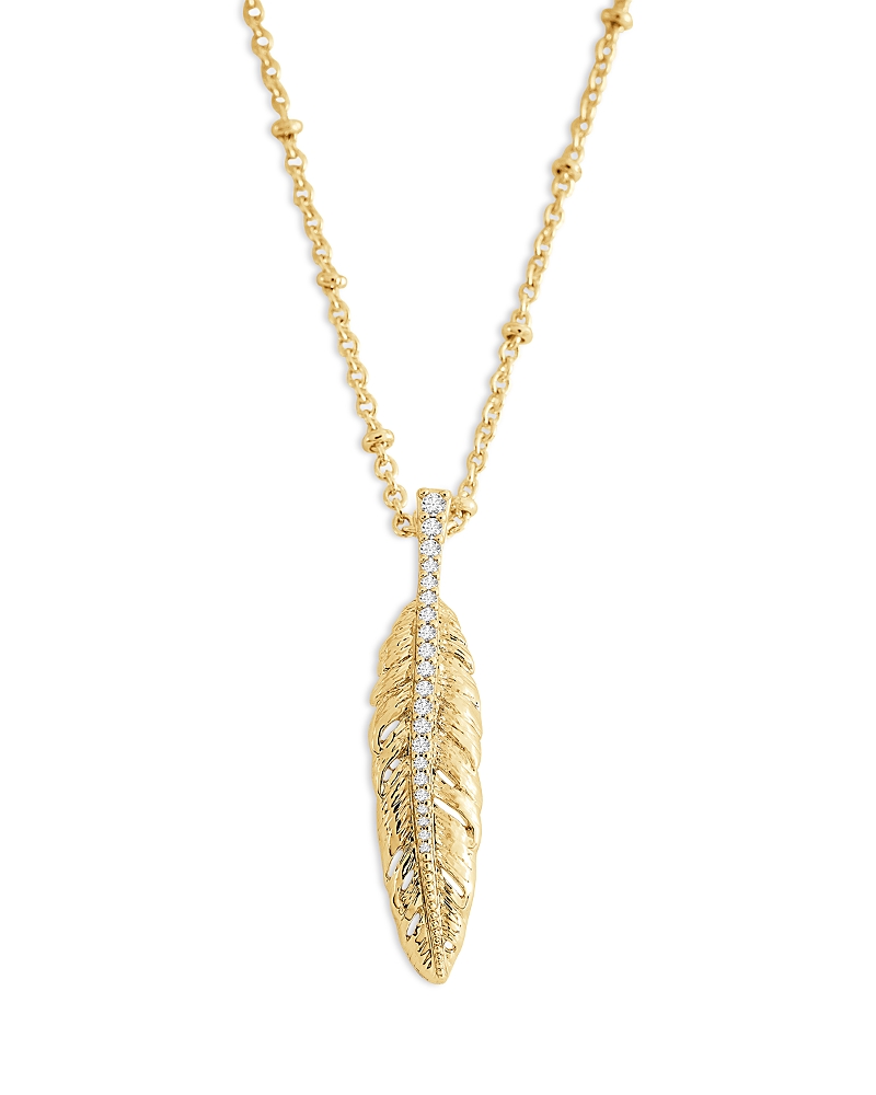 Anabel Aram Pave Feather Small Pendant Necklace, 16