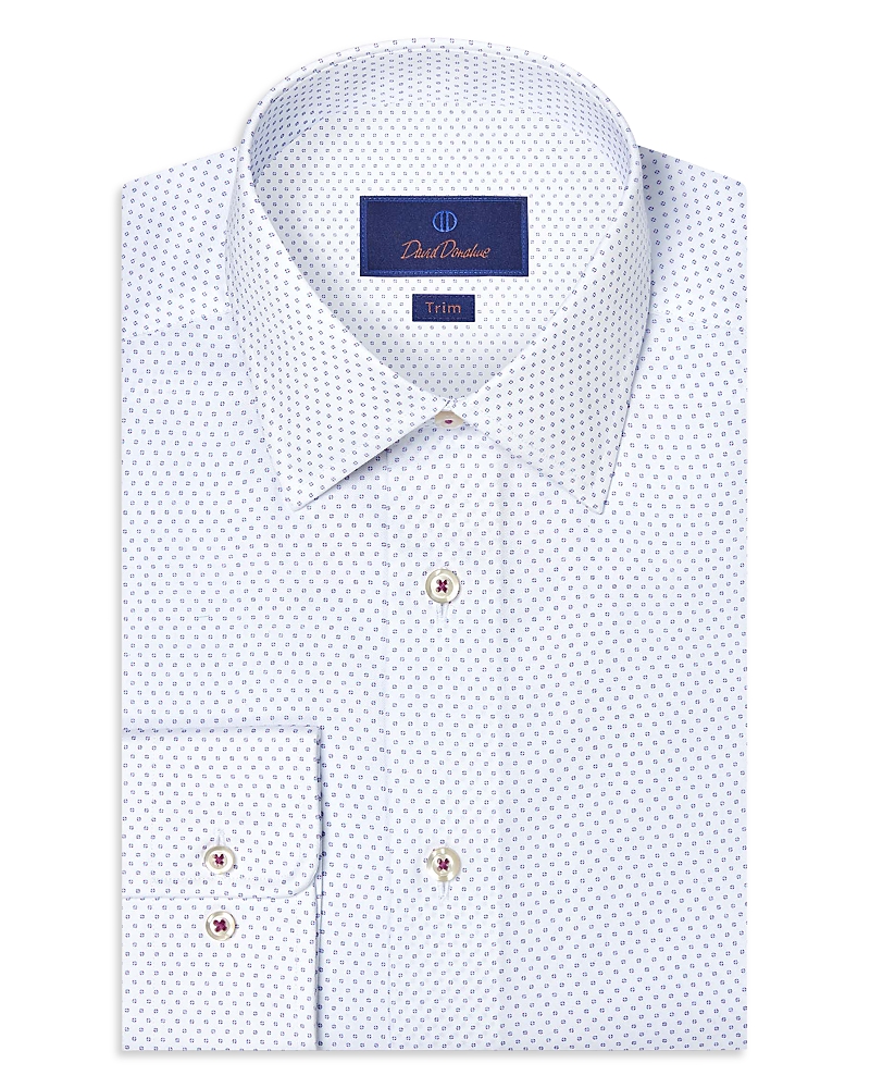 David Donahue Trim Fit Micro Neat Print Dress Shirt