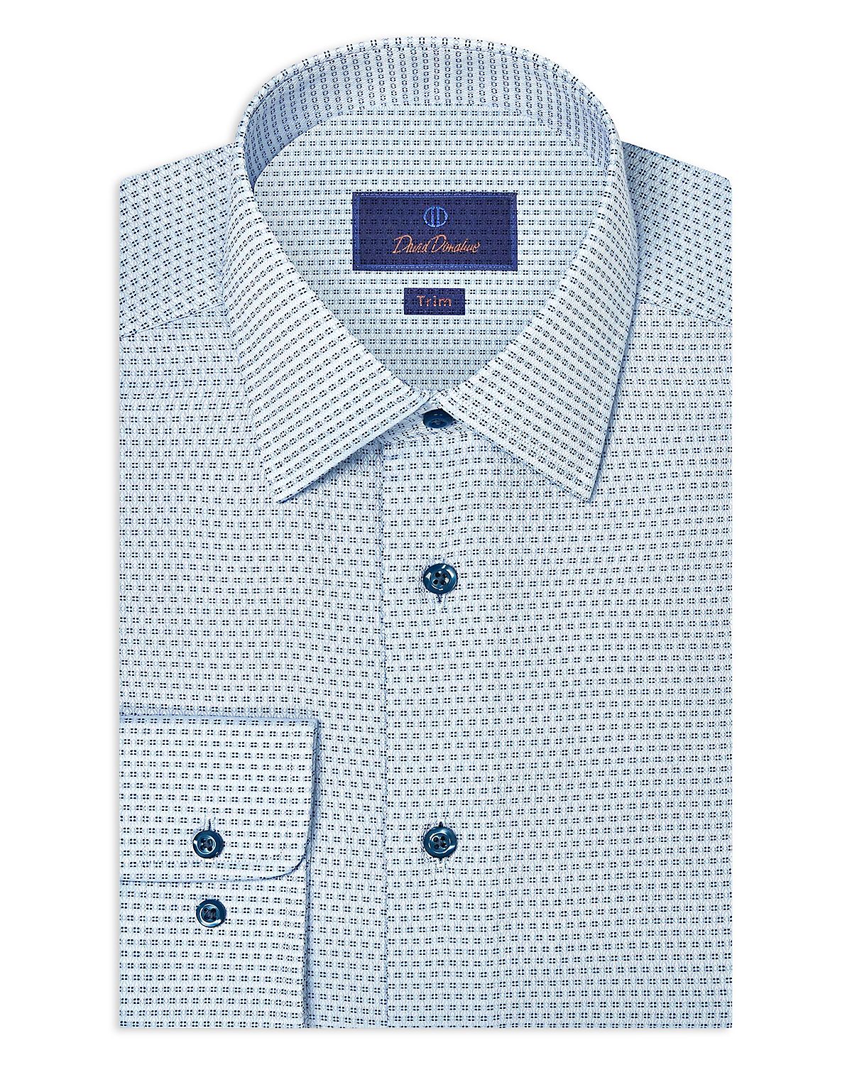 David Donahue Trim Fit Micro Dobby Dress Shirt