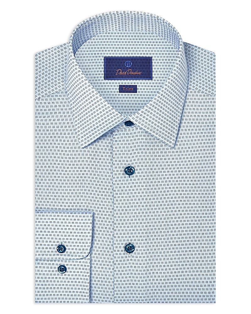 David Donahue Trim Fit Micro Dobby Dress Shirt