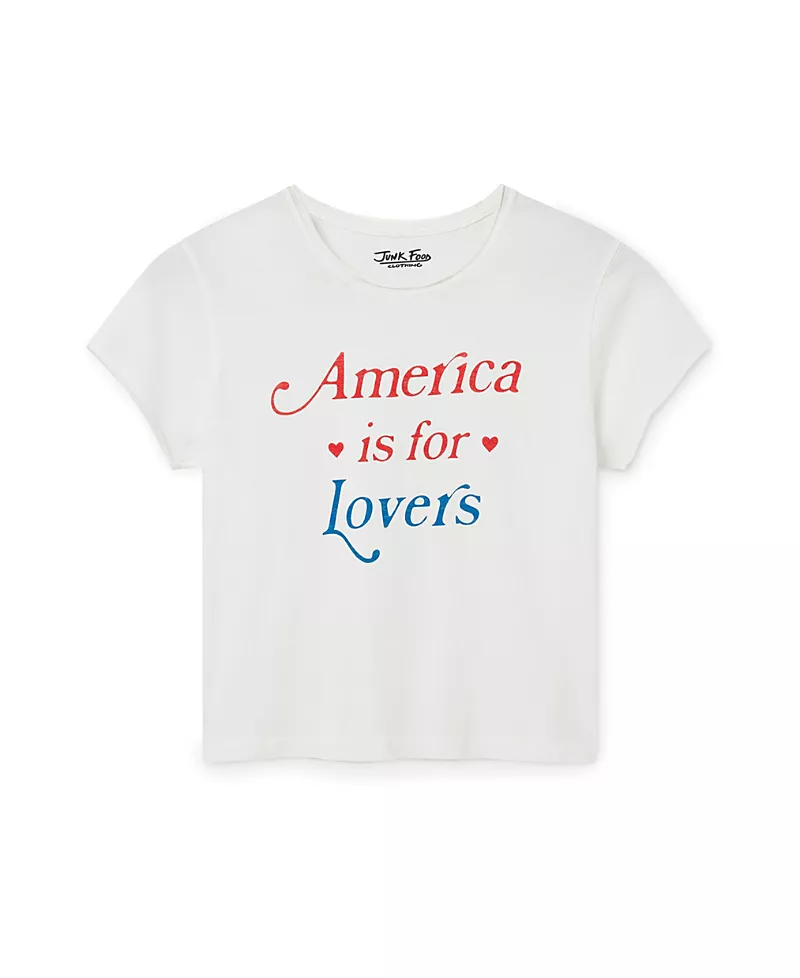 Junk Food Clothing Women's America is for Lovers Vintage Baby Tee