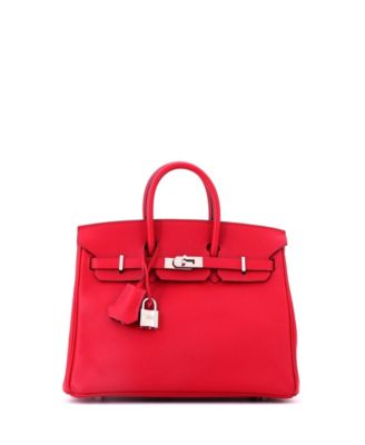  Birkin 25 Handbag Red Epsom with Palladium Hardware
