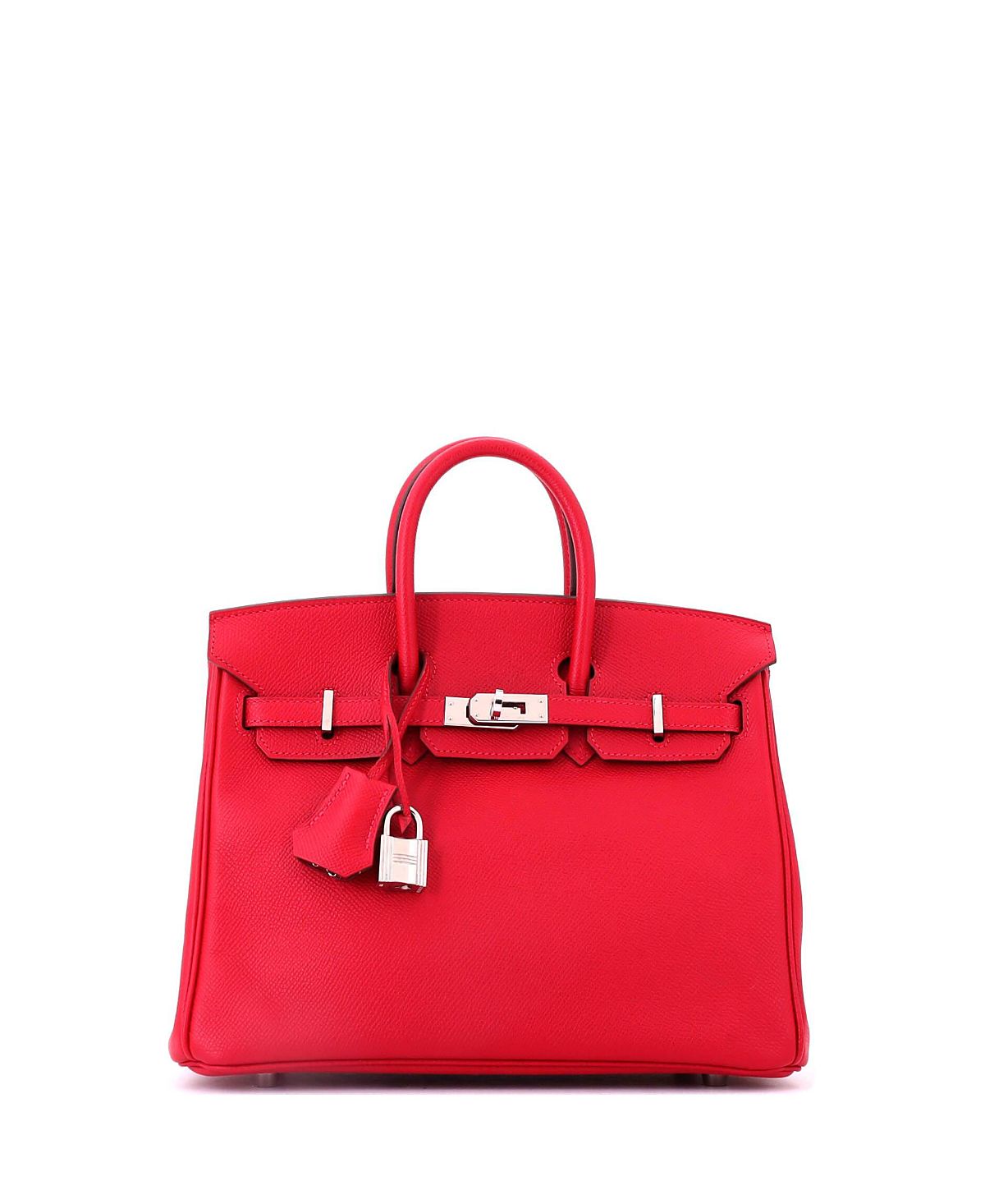 Pre-Owned HERMES Birkin 25 Handbag Red Epsom with Palladium Hardware