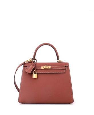  Kelly 25 Handbag Brown Epsom with Gold Hardware