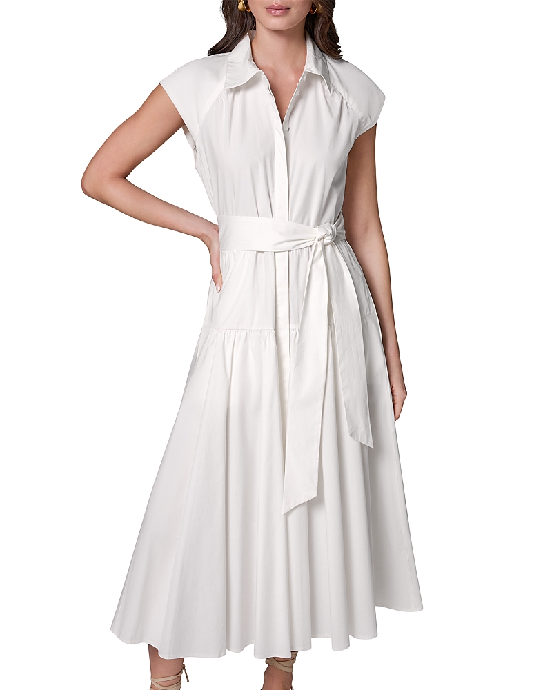 Donna Karan Button Front Cap Sleeve Midi Dress