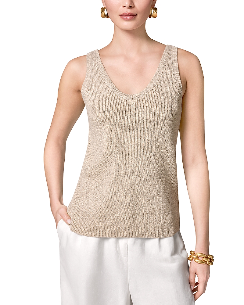 Donna Karan New York Scoop Neck Metallic Knit Tank