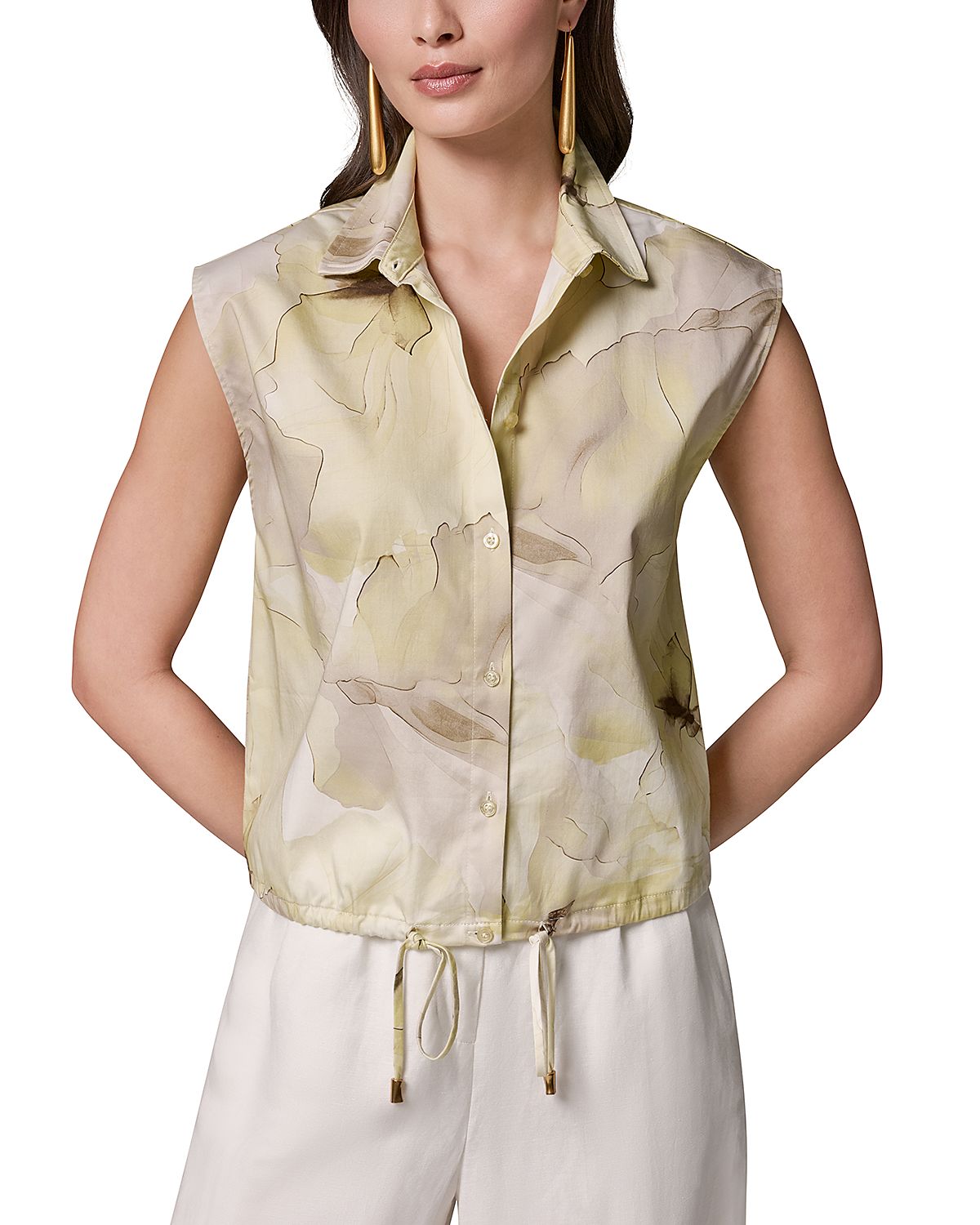 Donna Karan New York Drawstring Hem Sleeveless Shirt