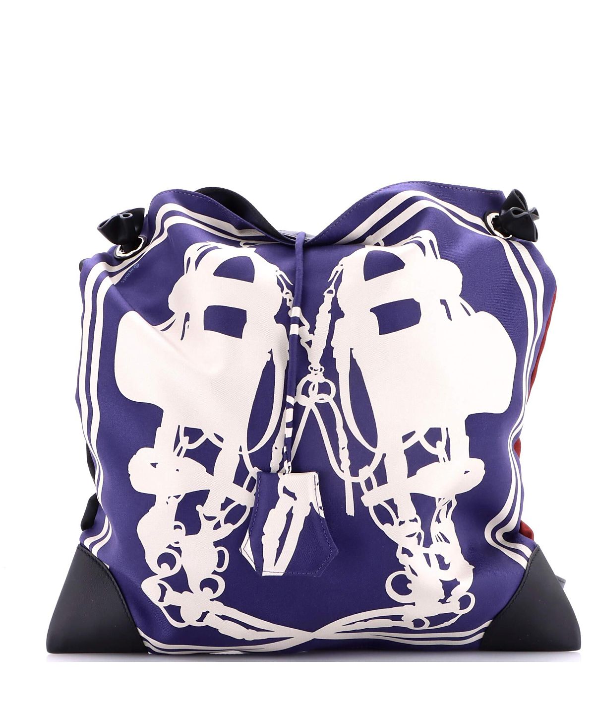 Pre-Owned HERMES Pm Silky City Bag Printed Silk and Leather