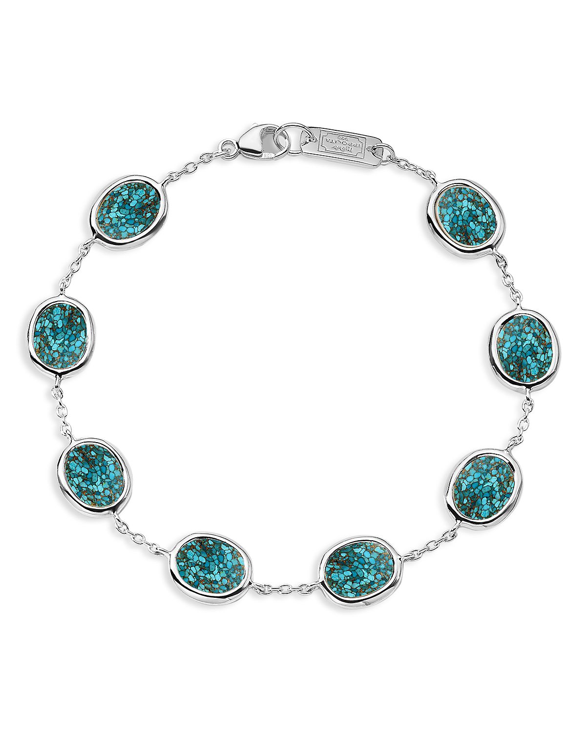 Ippolita Sterling Silver Polished Rock Candy Turquoise Mini Oval Slice Chain Bracelet