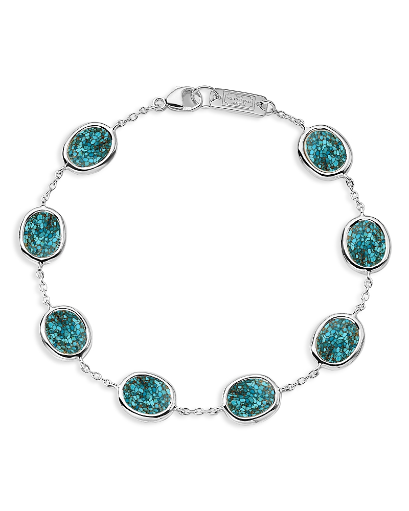 Ippolita Sterling Silver Polished Rock Candy Turquoise Mini Oval Slice Chain Bracelet