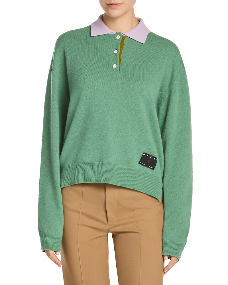 Marni Cashmere Long Sleeve Polo Sweater