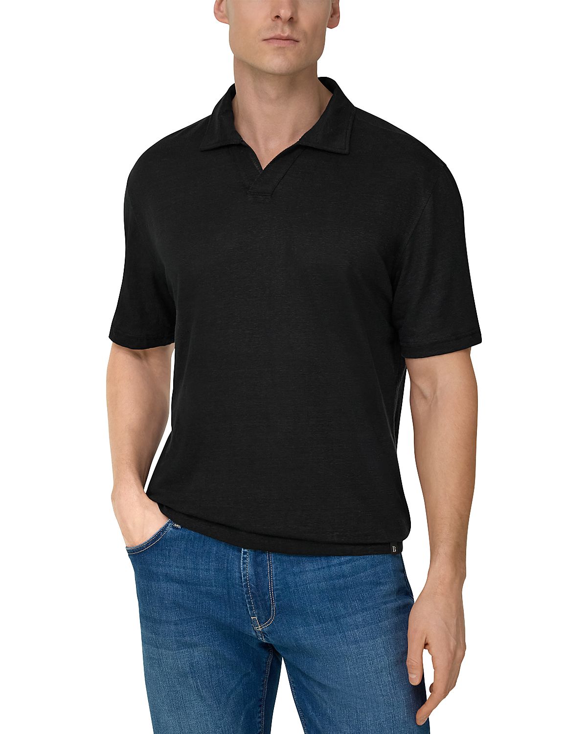 Boggi Milano Stretch Linen Jersey Polo Shirt