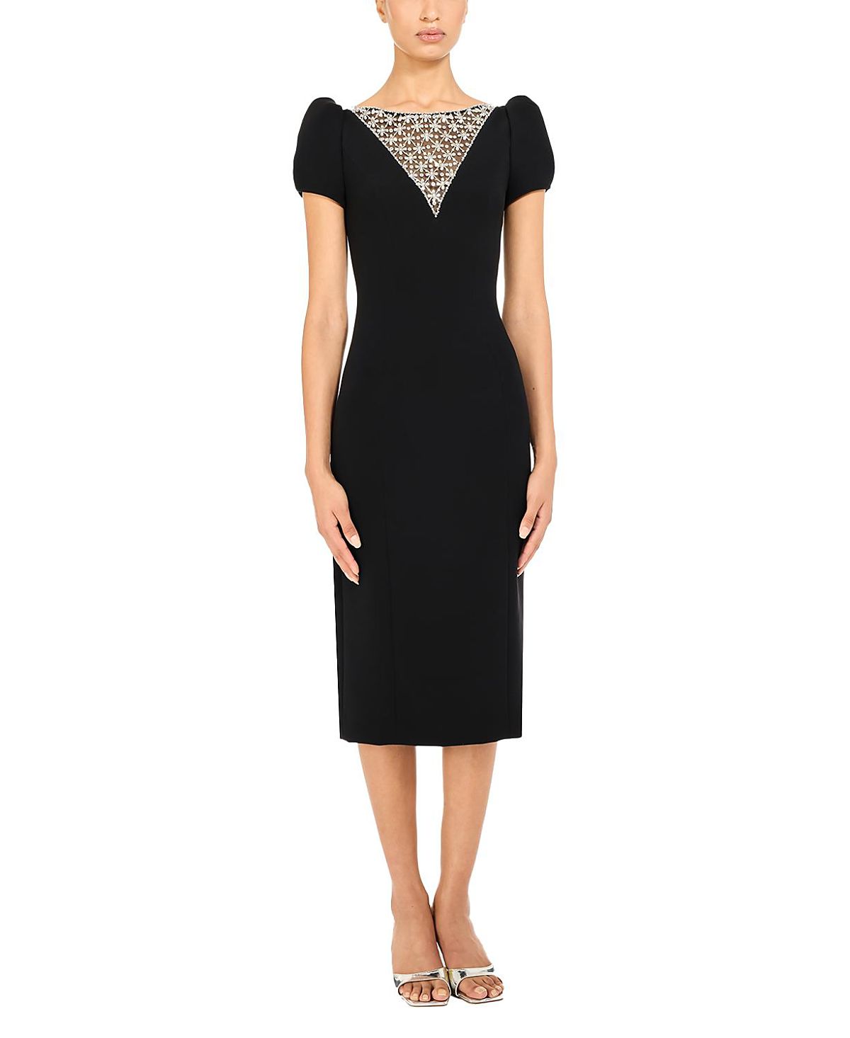 Jenny Packham Vienna Embellished Puff-Sleeve Midi Dress