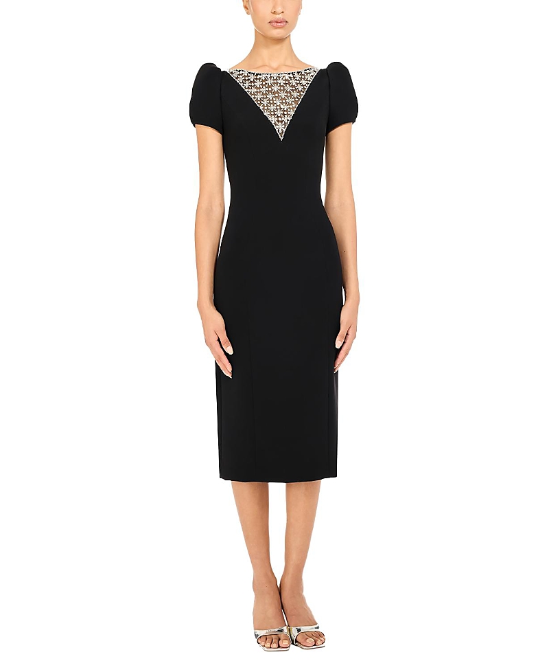 Jenny Packham Vienna Embellished Puff-Sleeve Midi Dress