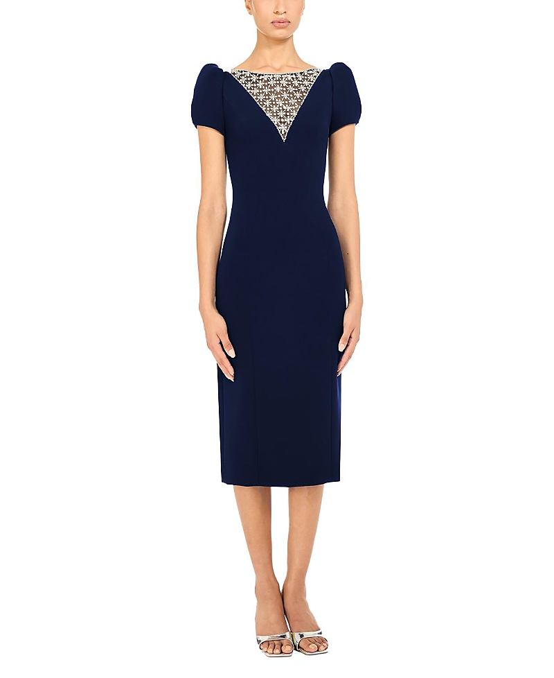Jenny Packham Vienna Embellished Puff-Sleeve Midi Dress