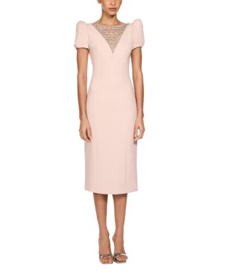 Jenny Packham Vienna Embellished Puff-Sleeve Midi Dress