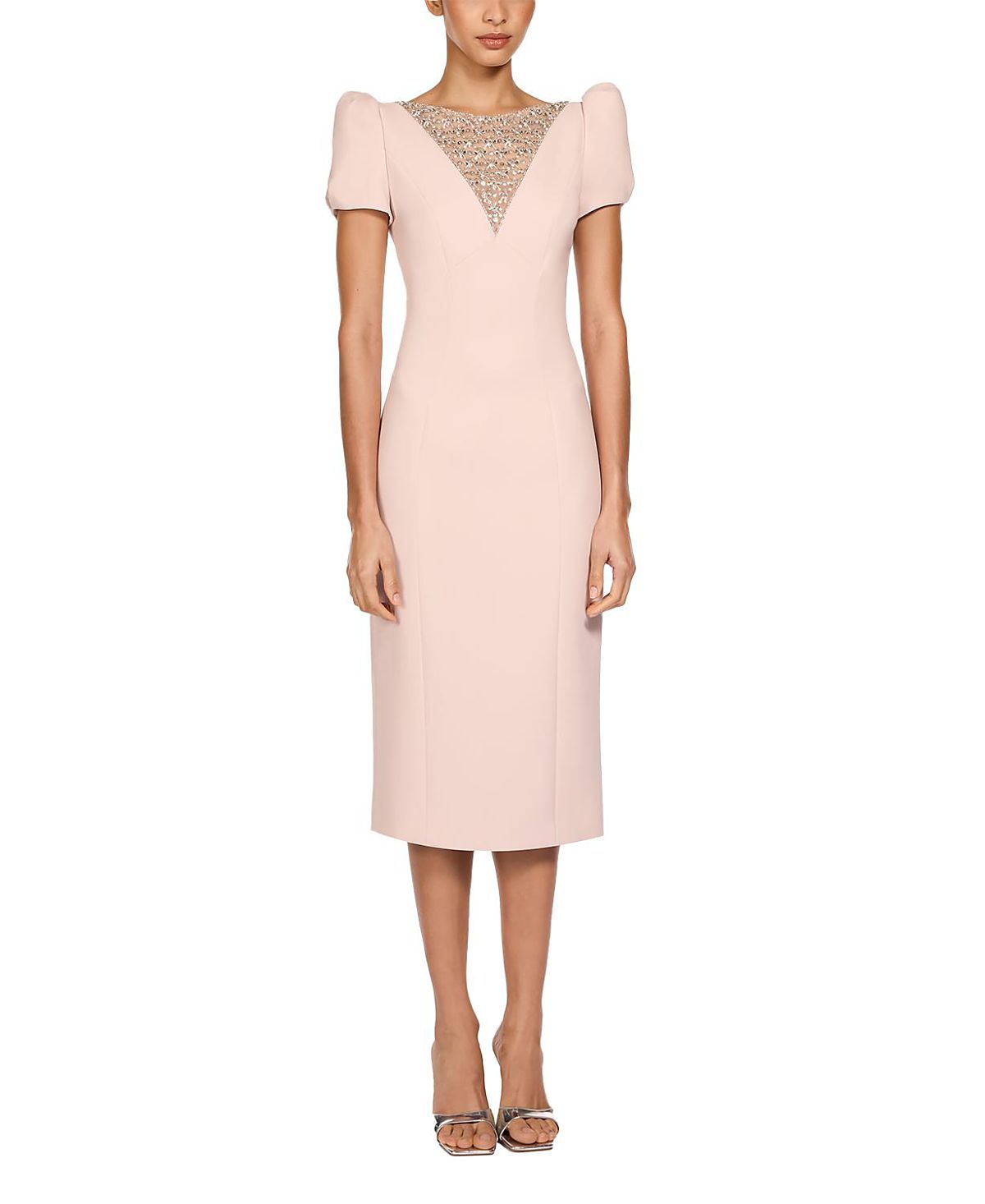 Jenny Packham Vienna Embellished Puff-Sleeve Midi Dress