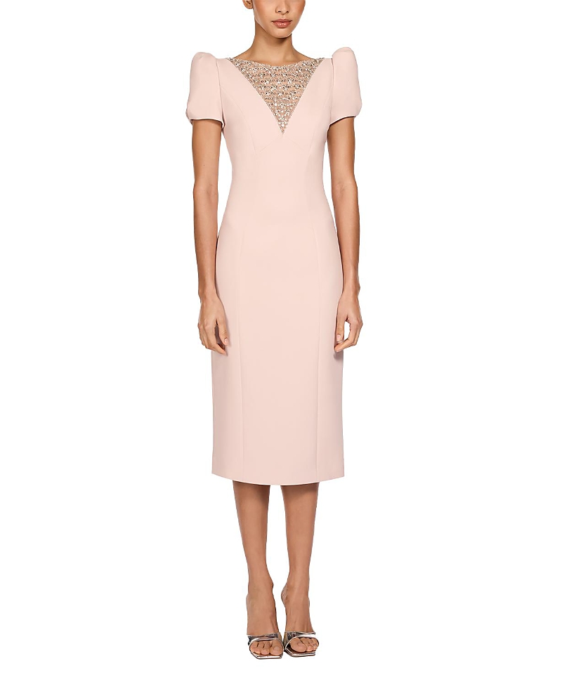 Jenny Packham Vienna Embellished Puff-Sleeve Midi Dress