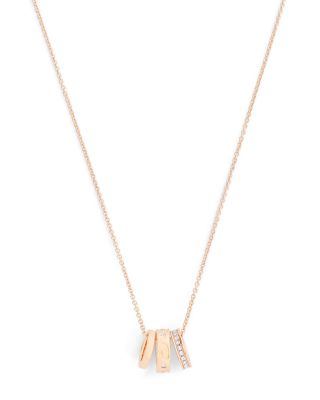 Signature C Pav&eacute; Rondelle Pendant Necklace, 16-18"