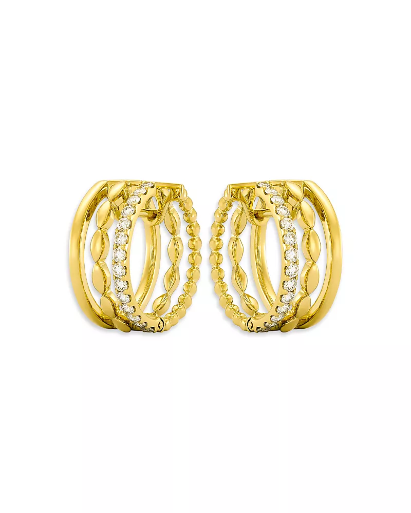 Etho Maria 18K Yellow Gold My Etho Ii Diamond Triple Hoop Earrings, 0.51 tcw