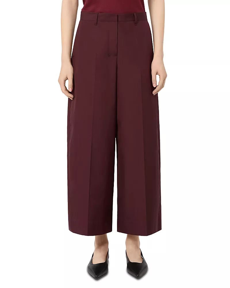 Max Mara Smmepoca Dark Red Cotton Wide Leg Pants