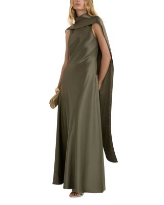 Petites Fae Satin Cape Dress