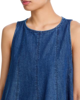 women's petite denim dresses Chouyatou Denim Dress for Women Ruffle Adjustable Strap Sleeveless Bac   CHOUYATOU
